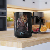 Chucky Horror Mug Killer Doll Coffee Cup Creepy Movie Art Design Halloween Horror Streetwear Collectible Ceramic Drinkware Perfect Gift For Horror Fans Festivals Tattoo Artists And Spooky Season Lovers