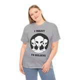 I Want To Believe Alien Unisex T Shirt Vintage UFO Graphic Tee Extraterrestrial Space Themed Sci Fi Paranormal Conspiracy Inspired Streetwear Top