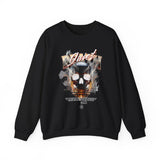 Death Silence Skull Fire Graphic Unisex Heavy Blend Crewneck Sweatshirt Gothic Horror Streetwear Bold Vintage Dark Flame Skull Pullover