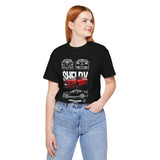 Shelby Red High Performance Muscle Coupe Blueprint Unisex Heavy Cotton Tee Retro Car Art Streetwear Gift for Gearheads Daily Wear Car Lovers Apparel