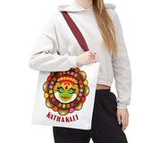 Kathakali Tote Bag Kerala Traditional Dance Art Canvas Bag Indian Culture Onam Festival Malayalam Heritage Ethnic Graphic Reusable Shopping Bag