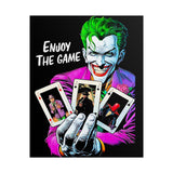 Joker Enjoy The Game Glossy Poster Bold Gothic Wall Art Dark Psychological Design Fiery Street Aesthetic Print for Risk Takers and Art Collectors