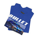 Bullet Blue Street Racing Artwork Unisex Heavy Cotton Tee High Performance Inspired Graphic Shirt For Car Lovers And Urban Streetwear Fans