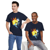 The Jocker Burning Aces Unisex Heavy Cotton Tee Fiery Gothic Streetwear Design Bold Dark Art Shirt for Risk Takers, Hustlers, and Fearless Game Changers