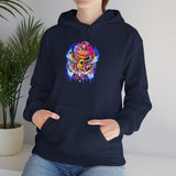 Flaming Pirate Skull Unisex Heavy Blend Hoodie Bold Nautical Gothic Streetwear Pullover Fiery Skull Design For Bikers Gamers Artists Metal Lovers And Adventurous Souls