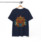 Unisex Balinese Barong Mask Graphic T Shirt Mythical Cultural Warrior Spirit Inspired Tee Tribal Festival Art Streetwear Heavy Cotton Top