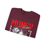 Money Motivation Hustler Mindset Graphic Print Unisex Heavy Blend Crewneck Sweatshirt Streetwear Ambition Pullover