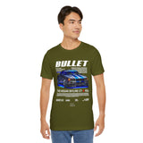Bullet Blue Street Racing Artwork Unisex Heavy Cotton Tee High Performance Inspired Graphic Shirt For Car Lovers And Urban Streetwear Fans