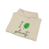 I Love Plants Hoodie Unisex Heavy Blend Sweatshirt Eco Friendly Botanical Leaf Design Gardening Nature Lover Sustainable Green Living Gift Pullover