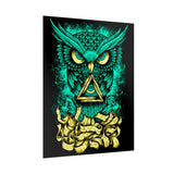 The Watcher Owl All Seeing Wisdom Matte Vertical Poster Mystical Neon Owl Wall Art Geometric Spiritual Symbol Print For Home Office Studio Decor Perfect For Visionary Thinkers And Creators
