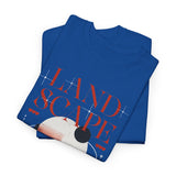 Landscape Unisex Heavy Cotton Tee Graphic T Shirt Black Nature Inspired Abstract Mountain Design Modern Streetwear Outdoor Adventure Artistic Fashion Outfit