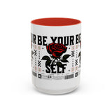 Be Your Self Rose Coffee Mug Bold Floral Motivational Design Ceramic Accent Mug Perfect for Morning Coffee Tea Hot Drinks Self Love Empowerment Gift for Friends Birthdays Cozy Moments
