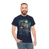Urban Warrior Samurai Unisex Heavy Cotton Tee Fierce Armored Fighter Design Blue Warrior Energy Bold Strength Streetwear For Courageous Hustlers And Urban Legends