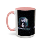 Space Galaxy Accent Coffee Mug 11oz 15oz Astronaut Spacecraft Earth Black Two Tone Ceramic Cup Gift for Space Lovers