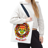 Kathakali Tote Bag Kerala Traditional Dance Art Canvas Bag Indian Culture Onam Festival Malayalam Heritage Ethnic Graphic Reusable Shopping Bag