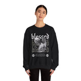 Blessed Angel Statue Graphic Unisex Heavy Blend Crewneck Sweatshirt Gothic Streetwear Aesthetic Spiritual Bold Artistic Pullover