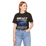Bullet Blue Street Racing Artwork Unisex Heavy Cotton Tee High Performance Inspired Graphic Shirt For Car Lovers And Urban Streetwear Fans