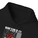 Heart Flower Graphic Hoodie Comfortable Unisex Heavy Blend Sweatshirt Bold Red and Black Floral Heart Design Streetwear Symbol of Love Strength and Vitality Perfect Gift for Friends Birthdays Cozy Days and Casual Wear