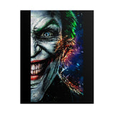 Joker Split Insanity Glossy Poster Bold Gothic Wall Art Dark Psychological Design Fiery Abstract Expression Print for Collectors, Creators, and Visionary Spaces
