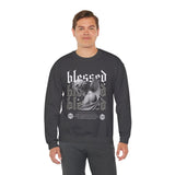 Blessed Angel Statue Graphic Unisex Heavy Blend Crewneck Sweatshirt Gothic Streetwear Aesthetic Spiritual Bold Artistic Pullover