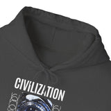 Civilization Eye Of Memory Graphic Unisex Heavy Blend Hooded Sweatshirt Futuristic Visionary Streetwear Abstract Blue Eye Gothic Hoodie