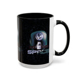 Space Galaxy Accent Coffee Mug 11oz 15oz Astronaut Spacecraft Earth Black Two Tone Ceramic Cup Gift for Space Lovers