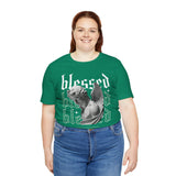 Blessed Angel Statue Graphic Unisex Jersey Short Sleeve Tee Gothic Streetwear Aesthetic Spiritual Bold Artistic Fashion T Shirt