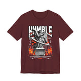 Unisex Jersey Short Sleeve Tee Humble Angel Statue Graphic Streetwear Fire Print T Shirt Bold Motivational Urban Fashion Outfit