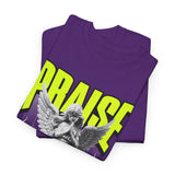Praise Angel Statue Graphic Unisex Heavy Cotton Tee Spiritual Gothic Streetwear T-Shirt