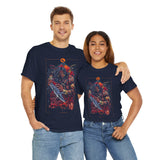 Guerrero Warrior Unisex Heavy Cotton Tee Tribal Strength Mythical Art Design Bold Red Battle Graphic Streetwear for Fighters, Heroes, and Cultural Legends