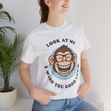Smiling Monkey Cartoon Good Luck Design Unisex Heavy Cotton Tee Funny Cute Graphic Shirt Positive Vibes Humor Artwork Casual Wear Gift For Friends
