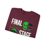 Final Stage Unisex Heavy Blend Crewneck Sweatshirt Graphic Pullover Black Skull Neon Green Streetwear Futuristic Cyberpunk Bold Artistic Fashion Outfit