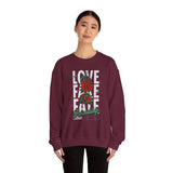 Love Fake Friendship Rose Crewneck Comfortable Unisex Sweatshirt Bold Graphic Streetwear Pullover Empowering Artistic Floral Design For Self Expression Perfect Gift For Friends Birthdays Cozy Days Casual Wear