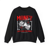 Money Motivation Hustler Mindset Graphic Print Unisex Heavy Blend Crewneck Sweatshirt Streetwear Ambition Pullover