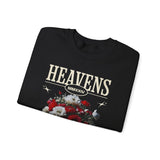 Heavens Hallucinations Crewneck Comfortable Unisex Heavy Blend Sweatshirt Artistic Streetwear Bold Floral Graphic Design for Self Expression Perfect Gift for Friends Birthdays Cozy Days