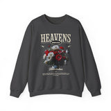 Heavens Hallucinations Crewneck Comfortable Unisex Heavy Blend Sweatshirt Artistic Streetwear Bold Floral Graphic Design for Self Expression Perfect Gift for Friends Birthdays Cozy Days