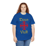 Unisex Deus Vult T Shirt Medieval Crusader Cross Graphic Tee Warrior Knight Inspired Vintage Christian Symbol Heavy Cotton Streetwear