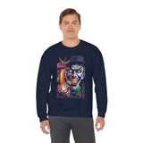 Jocker Sinister Grin Unisex Sweatshirt Heavy Blend Gothic Streetwear Dark Psychological Art Design Bold Horror Fashion Statement Cozy Wear For Fearless Creative Souls