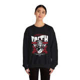 Faith Over Fear Jesus Crown Of Thorns Unisex Heavy Blend Crewneck Sweatshirt Christian Graphic Bold Religious Streetwear Motivational Bible Verse Pullover