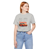 Legendary Orange Street Racer Blueprint Tee Unisex Heavy Cotton Retro Tuner Car Art Graphic Shirt for Enthusiasts