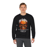 Wildfire Skull Flames Unisex Heavy Blend Crewneck Sweatshirt Gothic Inferno Graphic Bold Streetwear Motivational Statement Pullover