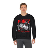Money Motivation Hustler Mindset Graphic Print Unisex Heavy Blend Crewneck Sweatshirt Streetwear Ambition Pullover