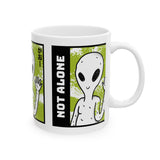 Unisex Not Alone Alien Ceramic Coffee Mug UFO Cartoon Graphic Cup Extraterrestrial Sci Fi Space Themed Conspiracy Inspired Paranormal Gift Drinkware