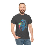 Galactic Dream Astronaut Neon Art Unisex Heavy Cotton Tee Bold Cosmic Streetwear Graphic T Shirt Vibrant Space Design Comfortable Classic Fit Everyday Wear Perfect Gift for Sci Fi Lovers and Creative Minds