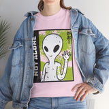 Not Alone Alien Unisex T Shirt Cartoon UFO Graphic Tee Extraterrestrial Sci Fi Space Themed Paranormal Conspiracy Inspired Streetwear Top