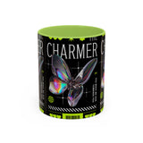 The Charmer Butterfly Accent Coffee Mug 11oz 15oz Black Two Tone Ceramic Cup Aesthetic Iridescent Butterfly Design Gift for Coffee Lovers