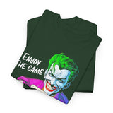 Joker Enjoy The Game Unisex Heavy Cotton Tee Bold Gothic Streetwear Art Design Dark Psychological Theme Shirt for Risk Takers, Creators, and Hustlers