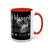 Blessed Angel Statue Graphic Accent Coffee Mug 11oz 15oz Gothic Streetwear Aesthetic Spiritual Artistic Ceramic Drinkware