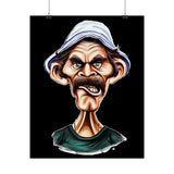 Grumpy Street Legend Poster Bold Comic Art Print Expressive Urban Character Artwork Vibrant Caricature Design Perfect for Bedroom, Studio, or Office Wall Décor Gift for Art Lovers and Street Culture Fans