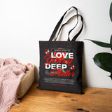 Love Yourself Deep Cotton Canvas Tote Bag Self Love Graphic Reusable Shopping Bag Rose Motivational Quote Positive Affirmation Eco Friendly Fashion Empowerment Accessory